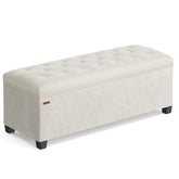 SONGMICS velvet storage ottoman bench with cover on, elegant seating.