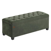 SONGMICS velvet storage ottoman forest green full view, stylish seating with storage