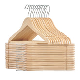 SONGMICS wooden hangers with natural wood texture protect garments from scratches