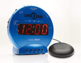 Sonic Bomb dual alarm clock with bed shaker for heavy sleepers, featuring loud alarm and flashing alerts