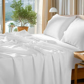 SONORO KATE 1000-thread-count sateen sheets closeup shows luxurious softness and smooth texture