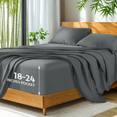 SONORO KATE silky-soft king sheets in dark grey for luxurious sleep