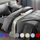 SONORO KATE bed-sheet-set in dark grey with flat sheet, soft and wrinkle-resistant for easy care.