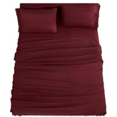 SONORO KATE burgundy queen flat sheet in plush microfiber with wrinkle resistance for easy care