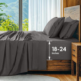 SONORO KATE dark grey king sheets on a bed for breathable night comfort.
