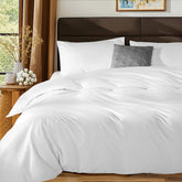 SONORO KATE queen duvet cover in white highlights 1000-thread-count softness and sateen sheen.