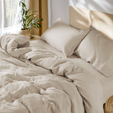 SONORO KATE linen duvet cover queen close-up texture showcases breathable weave
