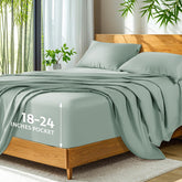 SONORO KATE Sea Glass bamboo sheets fabric close-up showing silky softness