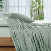 SONORO KATE Sea Glass flat sheet delivers hotel-grade softness and cooling