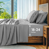 SONORO KATE 1000TC Egyptian cotton grey sheets on king bed, breathable and luxurious