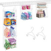 Sonyabecca 4-Tier Hanging Laundry Organizer front view on closet shelf, saving space