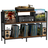 Sonyabecca large vintage record table with mid-century styling and vinyl storage.