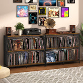 Sonyabecca 3-tier vinyl storage top surface for turntable and gear, organized and accessible.