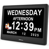 Soobest 12-inch dementia clock front view with large digits for easy reading.