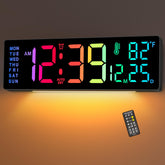Soobest 14.2-inch LED wall clock shows time and temperature clearly for easy reading