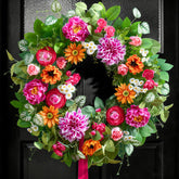 Soomeir 24-inch front-door wreath with dahlias, peonies and daisies for seasonal entryway decor.