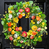 Soomeir 24-inch front door wreath with lotus and berries for seasonal curb appeal.
