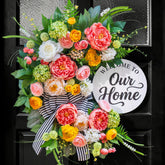 Soomeir 24-inch front-door wreath with spring colors brightens entryways.