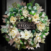Soomeir Spring Summer Wreath front door magnolia flowers create elegant curb appeal.