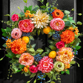 Soomeir Spring Wreath front door setup with vibrant mixed florals.