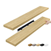 Sorbus floating shelves on wall in maple wood, displaying decor and saving space.