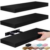 Sorbus floating shelves on wall displaying decor while freeing space