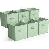 Sorbus foldable storage cubes on a shelf for tidy organization.
