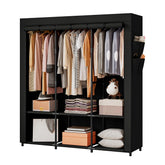 SORCEDAS portable closet fully assembled in black showcases spacious wardrobe storage.