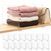 SortNStore acrylic shelf dividers organize handbags on wood shelves for quick access