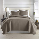 Southshore Fine Living oversized king quilt front view in dark taupe, inviting and cozy.