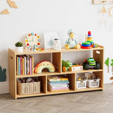 SpaceAid 5-compartment bookshelf for toddlers with a Montessori-inspired layout for easy reach.