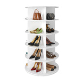 SpaceAid 5-tier rotating shoe rack top view showing compact carousel design for space-saving storage.