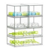 SpaceAid bottle storage organizer front view with clear bins for easy access