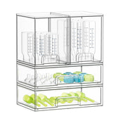 SpaceAid bottle storage organizer on the countertop keeps baby bottles neatly displayed and easy to grab.