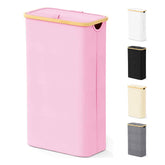 SpaceAid slim laundry hamper with pink lid keeps laundry fresh and odors contained.