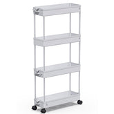 SpaceKEEPER Slim Rolling Cart, 4-tier main view showing compact storage.