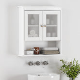 Spirich wall-mounted cabinet with glass doors for easy item visibility and display.