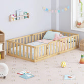 Spirich twin floor bed with guardrails for safe toddler transition and imaginative play.