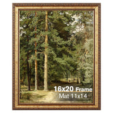 Splinterix 16x20 gold frame front view highlights ornate antique styling for wall display.