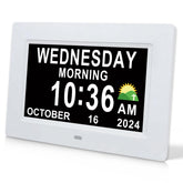 SSINI digital calendar 7inch display shows time, date, and day with clarity.
