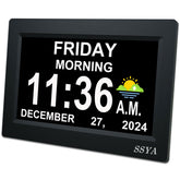 SSYA 7-Inch Calendar Clock with large display for easy time reading and daily planning.