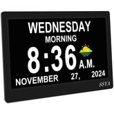 SSYA Dementia Clock full display shows date and day for easy daily planning