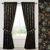 StangH Black Velvet Curtains with floral print on black background for elegant privacy