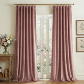 StangH Dusty Rose velvet curtains in 84in closed view offer soft privacy and warmth
