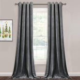 StangH grey velvet curtains for living room provide soft, luxe ambiance and light control.