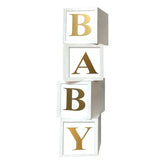 Staraise BabyShower boxes with Oh Baby letters glistening for a bright backdrop