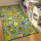 STARUIA Kids Car Rug shows city streets for imaginative play and learning.
