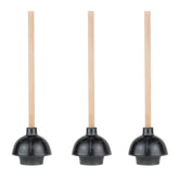 SteadMax rubber toilet plunger with dual-thrust cup and 18-inch wood handle for powerful clog removal