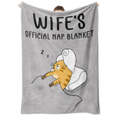 SteadStyle Wife's Official Nap Blanket with sleeping cats for cozy naps at home