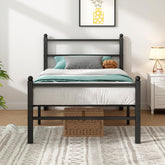 Steel Verve twin bed frame headboard view shows sturdy alloy steel support for stable sleep.